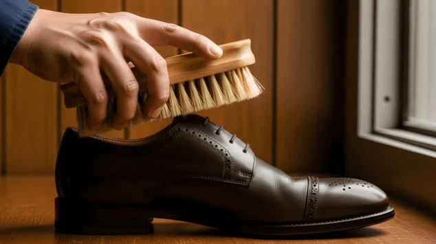 Polished leather shoes