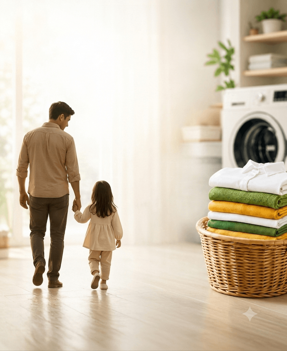 Folded clean laundry