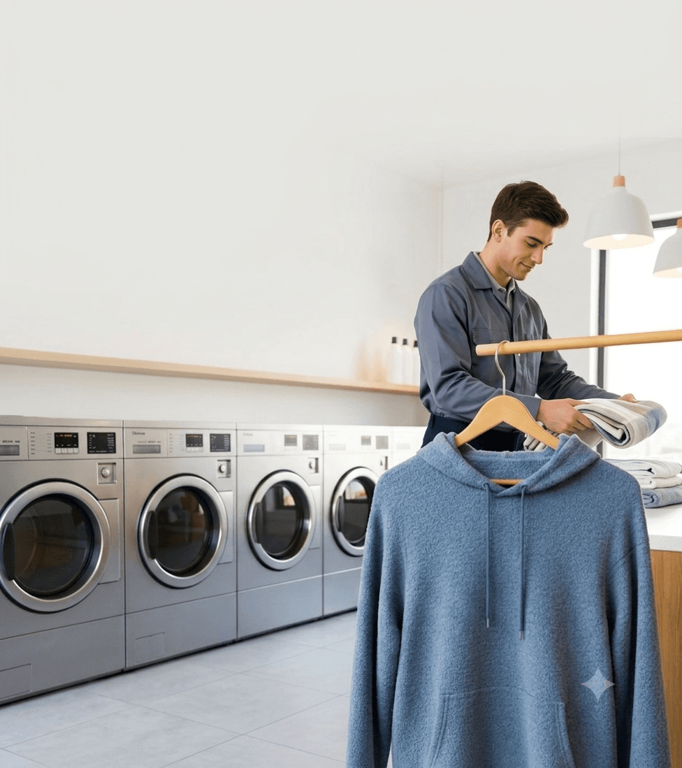 Clothes on hangers after laundry